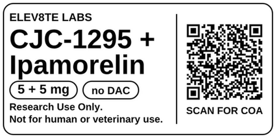 CJC-1295 (no DAC) + Ipamorelin 5 + 5 mg vial label, actual layout