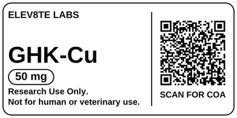 GHK-Cu 50 mg vial label, actual layout