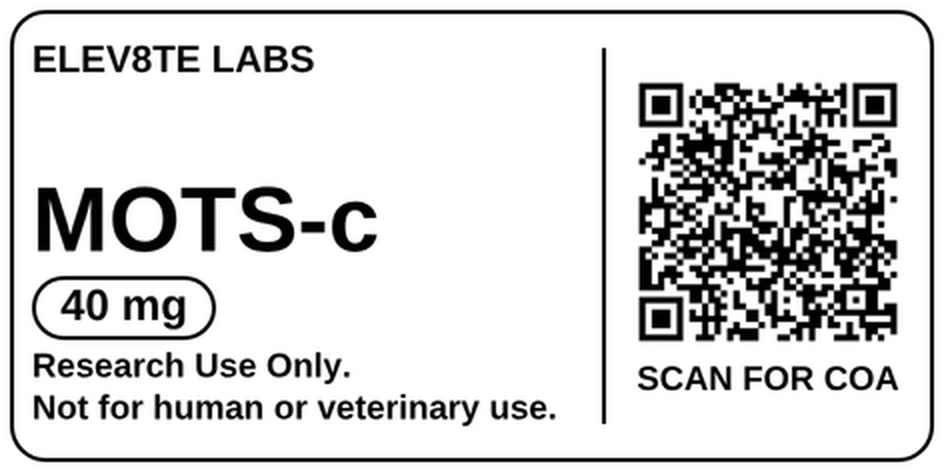 MOTS-c 40 mg vial label, actual layout