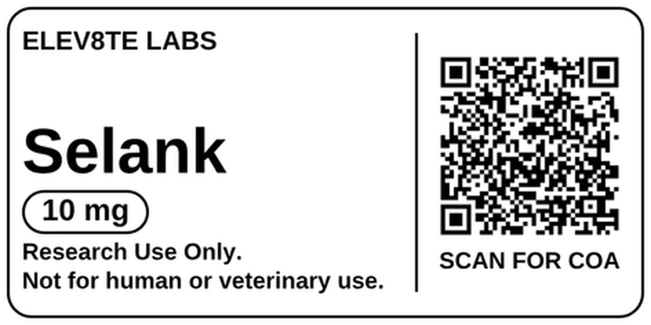 Selank 10 mg vial label, actual layout